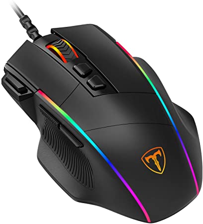 VicTsing Ergonomic Wired Gaming Mouse, 8 Programmable Buttons , 5 Levels Adjustable DPI up to 8000, Wired Computer Gaming Mice with 7 RGB Backlight Modes for PC, Laptop, MacBook