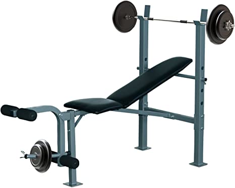 HOMCOM Banc de Musculation Fitness Banc d'haltérophilie Entrainement Complet Dossier réglable Curler