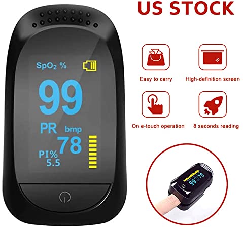 Blood Pulse Oximeter, Fingertip Pulse Oximeter Body Health Monitor with LED Display, Pulse Sensor Meter with Alarm and Pulse Rate Monitor for Adults and Children