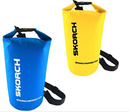 SKORCH 2 Pack Waterproof Backpack Dry Bag Set. Because Your Next Adventure Is Just Around The Corner. Protects Your Gear From Water and Dirt While You Have Fun. Beach, Kayak, Paddle Board, Camping, Sailing and Skiing.