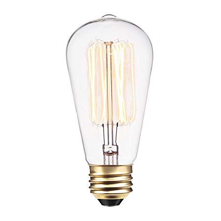 Globe Electric 60W Vintage Edison S60 Squirrel Cage Incandescent Filament Light Bulb, E26 Base, 245 Lumens 01321