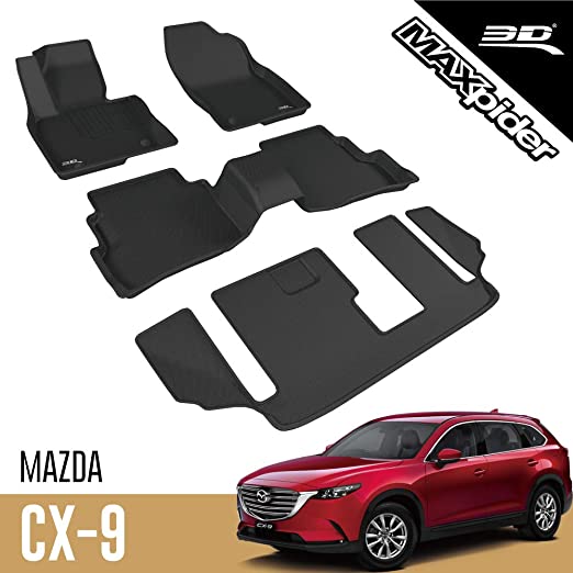 3D MAXpider L1MZ05701509 Black All-Weather Floor Mat for Select Mazda Cx-9 Models Complete Set