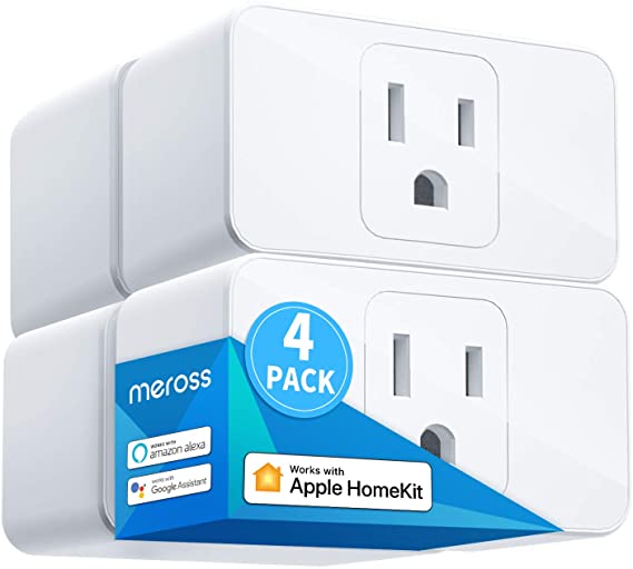 Meross Smart Plug Mini, 16A & Reliable WiFi, Support Apple HomeKit, Siri, Alexa, Echo, Google Assistant, Nest Hub and SmartThings, App Control, Timer, No Hub Needed, 4 Pack