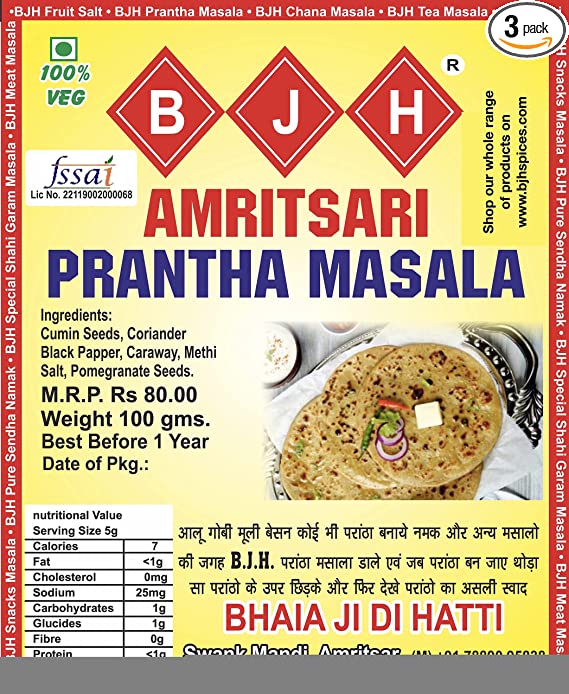 BJH Amritsari Prantha Masala (Pack of 3 x 100gms Each)