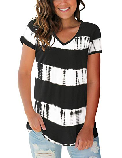 Womens Tops V Neck Tee Casual Short Sleeve and Long Sleeve T Shirts