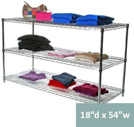18" d x 54" w Chrome Wire Shelving with 3 Shelves