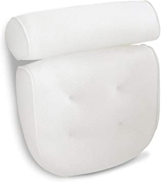 ALINK Bath Pillow Spa Bathtub Cushion Head,Neck,Shoulder and Back Support Rest with 4 Non-Slip Strong Suction Cups（White）