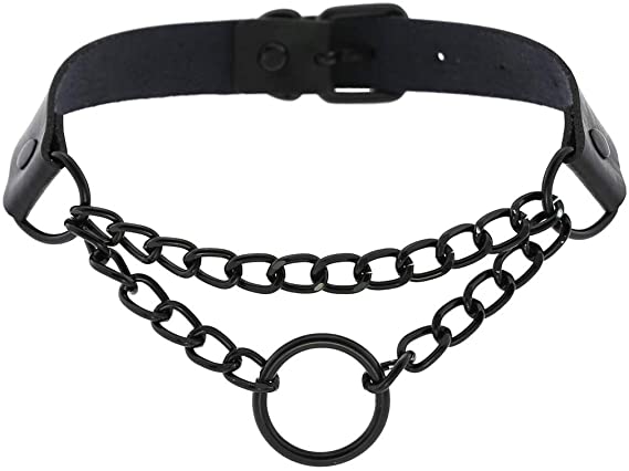 Outman Women PU Leather Sexy Punk Choker Necklace Goth Choker Collar Waist Belt Gothic Harness Body Caged