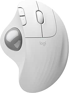 Logitech Ergo M575S Wireless Trackball Mouse, Wireless Ergonomic Mouse with Bluetooth and Encrypted Dongle, Comfortable Thumb Control, Precise and Smooth Tracking, for PC/Mac - Off- White Silver Ball