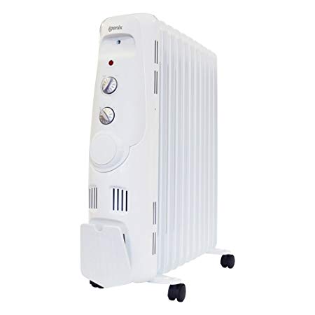 Igenix IG2650 Portable Digital Oil Filled Radiator, Electric Heater with 3 Heat Settings, Adjustable Thermostat, Overheat Protection, 2500 W, White