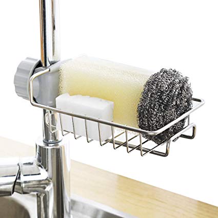 Faucet Rack Storage Rack, Kitchen Sink Organizer, Stainless Steel Sink Faucet Sponge Holder Sink Caddy Organizer for Kitchen & Bathroom Accessories
