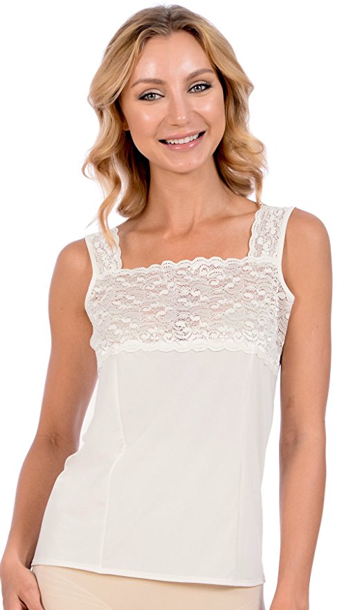 Patricia Lingerie Women's Silky Soft Stretch Camisole with Lace