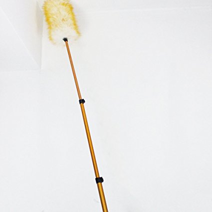 Pure Lambs Wool Feather Duster with Extension Pole,Extend 30-61 inches Telescopic Duster for High Ceilings