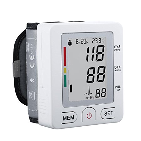 Pawaca 2017 FDA Approved Automatic Digital Wrist Blood Pressure Monitor With Portable Case, Adjustable Wrist Cuff, Two User Modes, IHB Indicator And 90 Memory Recall