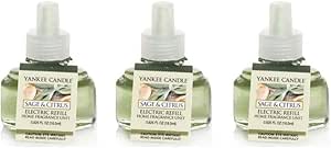 Yankee Candle 3 Pack of Sage & Citrus ScentPlug Refill 0.6 Oz