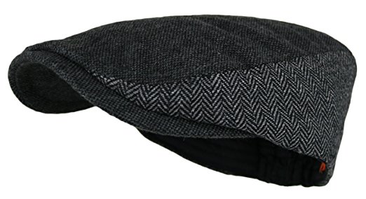 Men's Herringbone Wool Tweed Newsboy Ivy Cabbie Driving Hat