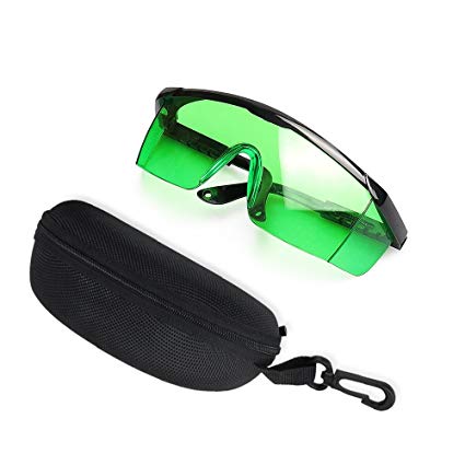 Green Laser Enhancement Glasses - Huepar GL01G Adjustable Eye Protection Safety Glasses for Green Alignment, Cross & Multi Line and Rotary Lasers with Anti Lost Function and Free Hard Protective Case