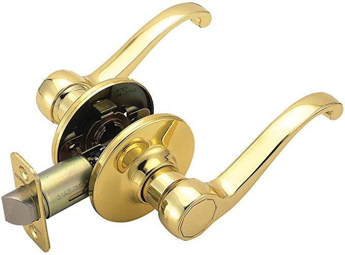 Design House 783035 Scroll 2-Way Adjustable Passage Door Lever, Polished Brass