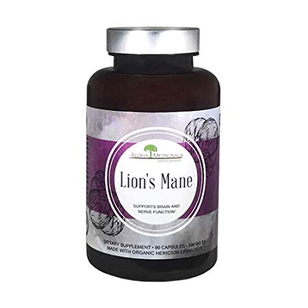 Pure Lion's Mane (Hericium erinaceus) - 500-mg - 90 Capsule - Dietary Supplement by Aloha Medicinals