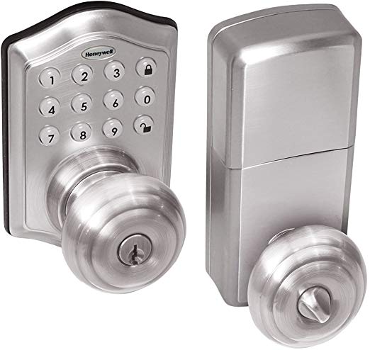 Honeywell Safes & Door Locks - 8732301 Electronic Entry Knob Door Lock, Satin Nickel