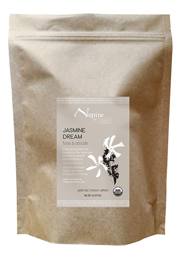 Nspire by Numi Organic Tea Jasmine Dream, 16 Ounce Pouch, Loose Leaf Green Tea