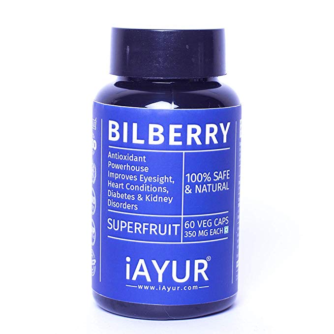 iAYUR Bilberry Extract 350 Mg 60 Veg Capsules | Scientifically Tested 100% Potent, Natural, Pure, Safe & Authentic - Antioxidant Powerhouse Useful for Eyesight, Heart, Diabetes & Kidney Care