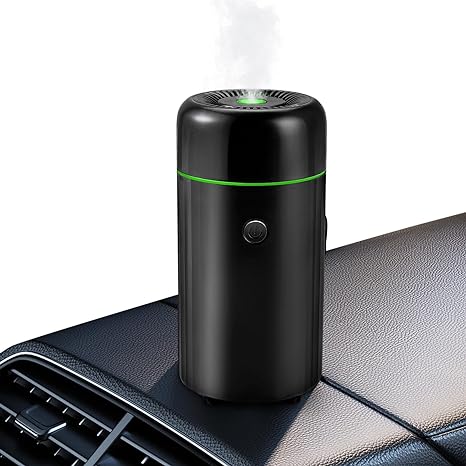 Weigudoc Diffuseur D'huiles Essentielles, Désodorisant de Voiture, Diffuseur D'aromathérapie 100 ML Humidificateur à Brume Fraîche avec Minuterie Veilleuse et Arrêt Automatique USB Portable(Black)