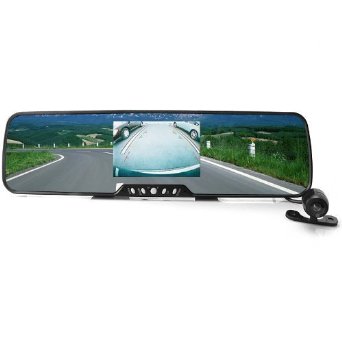 Sourcingbay® Bluetooth Car Rearview Mirror with Wireless Backup Camera   3.5''tft Screen   Wireless Earphone   2 Speakers   2 Mic   Fm