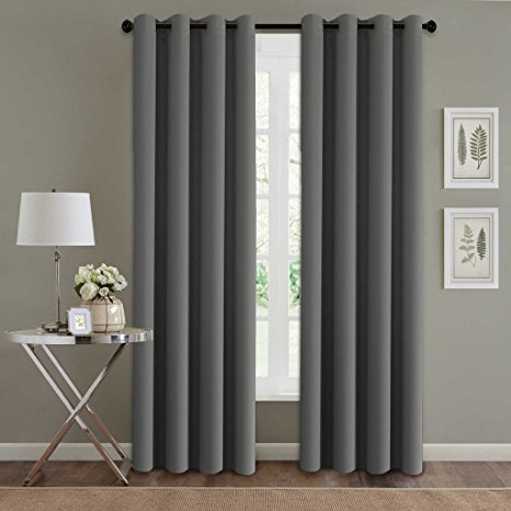 H.Versailtex Blackout Thermal Insulated Room Darkening Winow Treatment Extra Long Curtains / Drapes,Grommet Panels (Set of 2,52 by 108 - Inch,Grey)