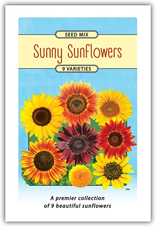 2 Pack - Jumbo Packets- Sunflower 9 Variety Seed Mix to Plant - Enjoy The Natural Beauty of Sunflower Wildflowers in Your own Home Garden