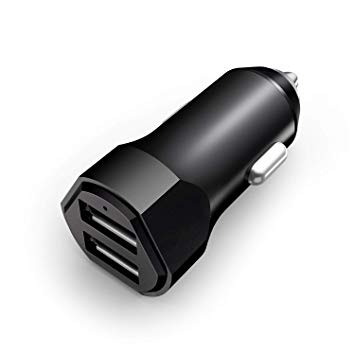 Car Charger 24W 4.8A Dual USB Port Adapter Smart Ports Cellphone, Dash Cam, GPS All USB Ports Devices