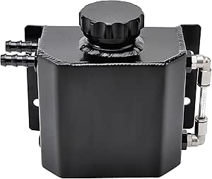 EVIL ENERGY Radiator Coolant Overflow Tank Aluminum, Universal Overflow Reservoir Tank, Upgraded Overflow Catch Can 1L Black