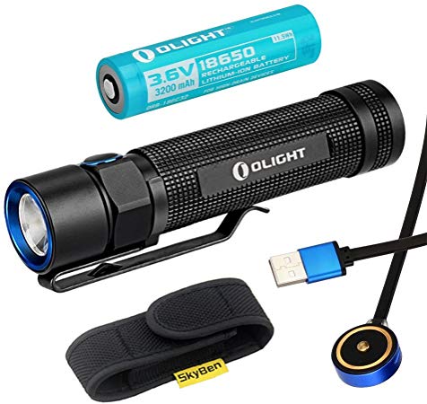 Bundle: Olight S2R Baton Cree XM-L2 LED 1020 Lumens Rechargeable Flashlight With 3200mAh 18650 Rechargeable Battery (S2R Holster)