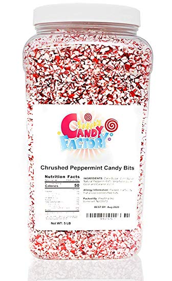 Crushed Peppermint Candy Pieces Bits in Jar (5 Lbs)
