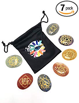 Clarity | Chakra Healing Engraved Gemstones | Meditation or Reki Healing Gift | Set of 7 | Colored Stones