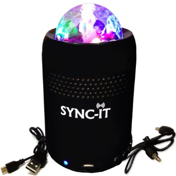 SYNC-IT Bluetooth Portable Wireless Party Speaker With Light Show - Full USB Connectivity - Multi-Colored LED Light Show - Little Speaker Big Sound