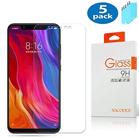 [5 Pack] Xiaomi Mi 8 Screen Protector,NACODEX Tempered Glass Screen Protector for Xiaomi 8 Ultra Clear Scratch Resistant Glass Protector