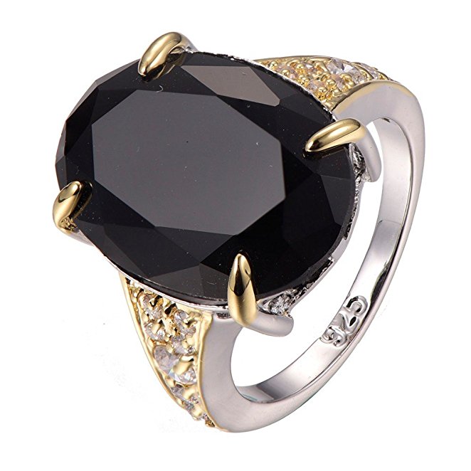 Black onyx White Sapphire 925 Sterling Silver Filled Ring Size 6 7 8 9 10 F1302