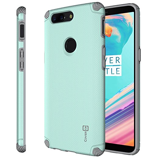 OnePlus 5T Case, CoverON Bios Series Minimalist Thin Fit Protective Hard Phone Cover with Embedded Metal Plate for Magnetic Car Mounts - Powder Blue on Gray