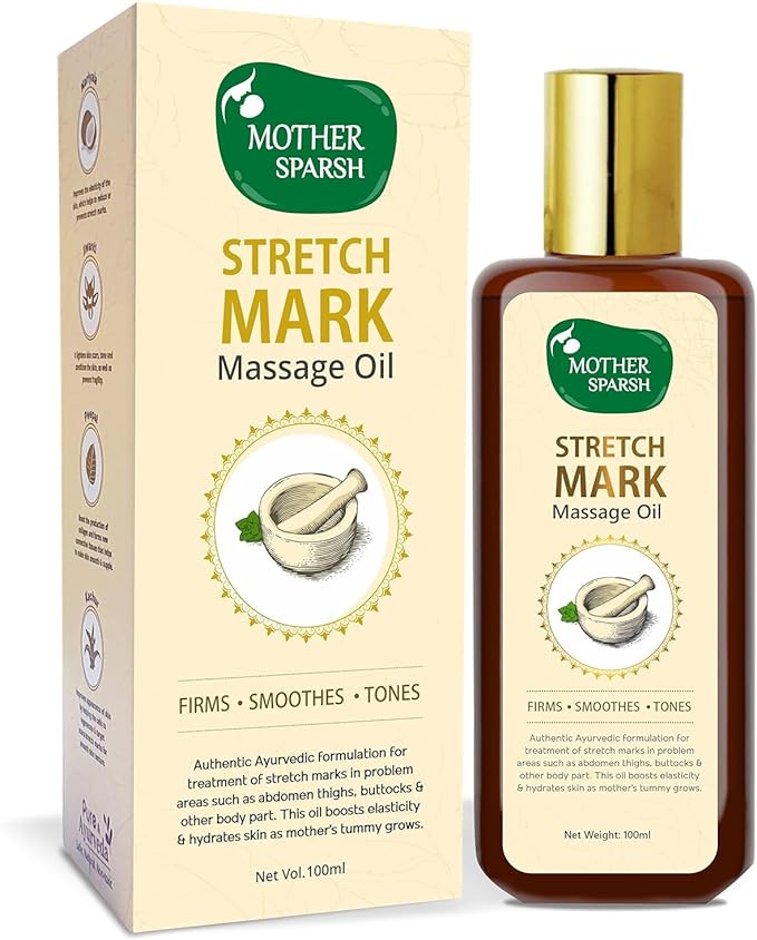 Stretch Mark Massage Oil, 14 Herbal Oils - Kachur, Jiwanti, Peepal and Nariyala, 100ml