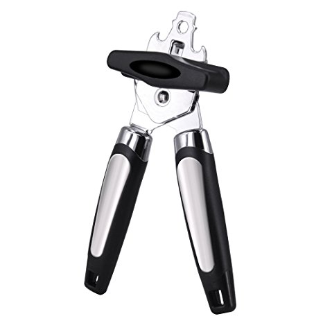 KITOOL Heavy Duty Manual Can Opener, Premium Stainless Steel Sharp Blade Built in Bottle Opener with Easy Turn Knob and Ergonomic Handles