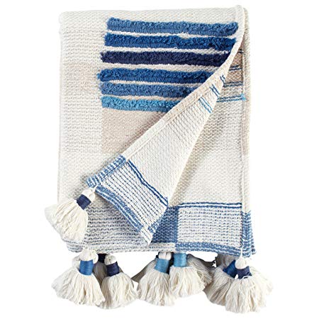 Rivet Global Textured Throw Blanket With Large Tassels