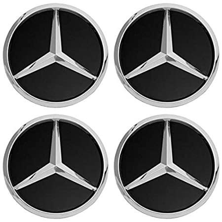 cargooghi 4Pack Mercedes Benz Wheel Center Hub Caps Emblem,75mm Rim Black hubcaps Fit Benz C ML CLS S GL SL E CLK CL GL Center Cap Badge(Black)