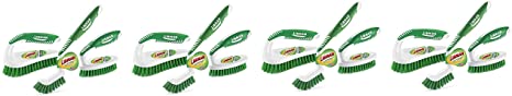 Libman Scrub Kit: Three Different Durable Brushes for Grout, Tile, Bathroom, Kitchen. Easy to Handle, Strong Fibers for Tough Messes – Family Made in The USA, Green White (Fоur Расk)
