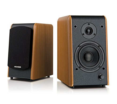 Microlab Chairman B77 Powered Bookshelf Speakers - Bluetooth - Heavy Bass - Desktop Speakers - Studio Monitor Speaker - Wooden Enclosure, 4” Sub-Woofer and 0.75” Tweeter