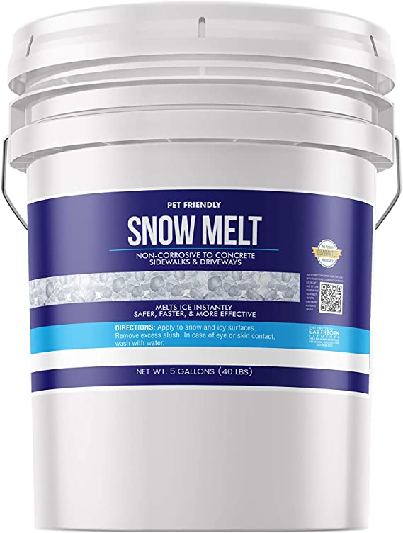Earthborn Elements Snow Melt (5 Gallons) Fast-Acting & Powerful, Pet & Eco-Friendly Pellets, Safe on Concrete, Asphalt & Wood, Non-Corrosive & Made in USA