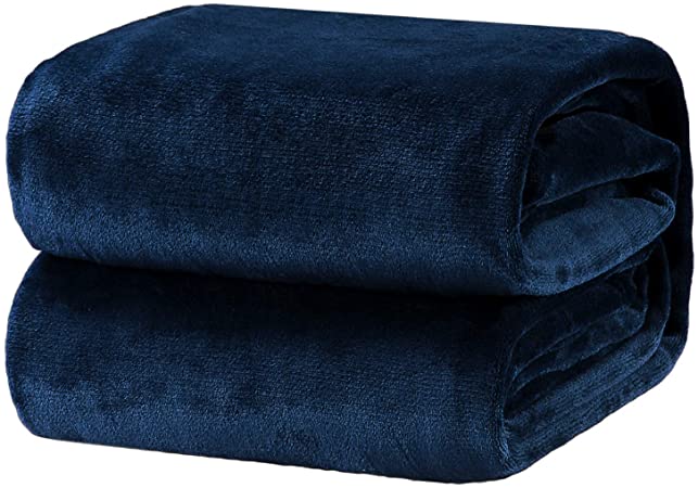 Bedsure Fleece Blanket Twin Size Navy Lightweight Super Soft Cozy Luxury Bed Blanket Microfiber