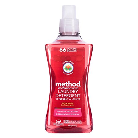 Method 4x Concentrated Laundry Detergent, Spring Garden, 53.5 Ounce, 66 Loads