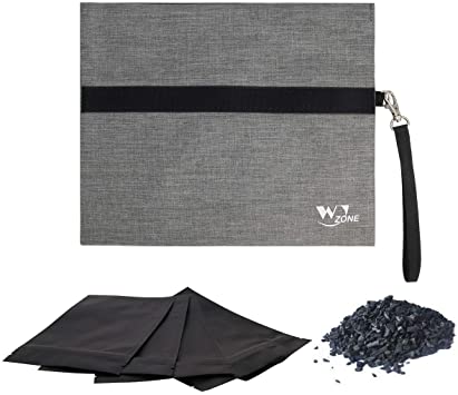W J Zone Smell Proof Bag, Odor Proof Bag with Mesh Divide, Odor Proof Pouch Zipper on Top Smell Proof Case for Herbs Coffee, Tea or Oils, Portable for Travel
