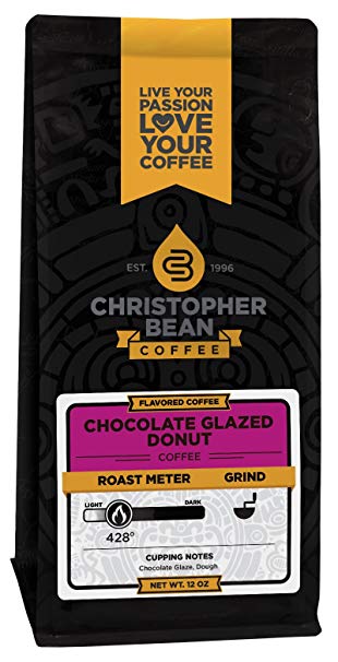 Christopher Bean Coffee Decaffeinated Ground Coffee, Chocolate Glazed Donut, 12 Ounce